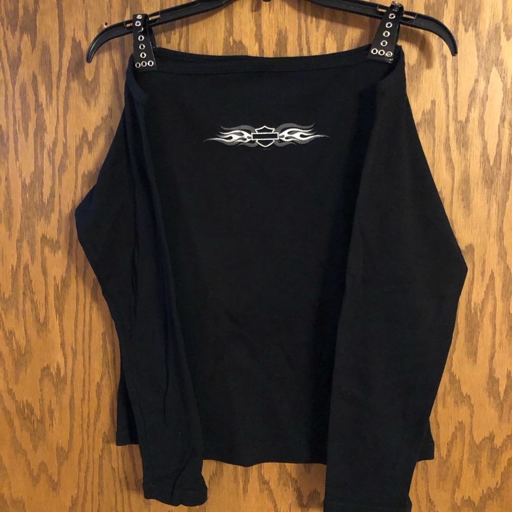 Harley Davidson Open Shoulder Long Sleeve Shirt